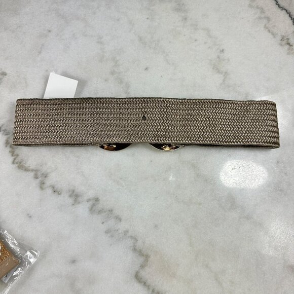 Wide Stretchable Elastic Waist Belt With Metal Double Gold Bucket - Picture 13 of 13